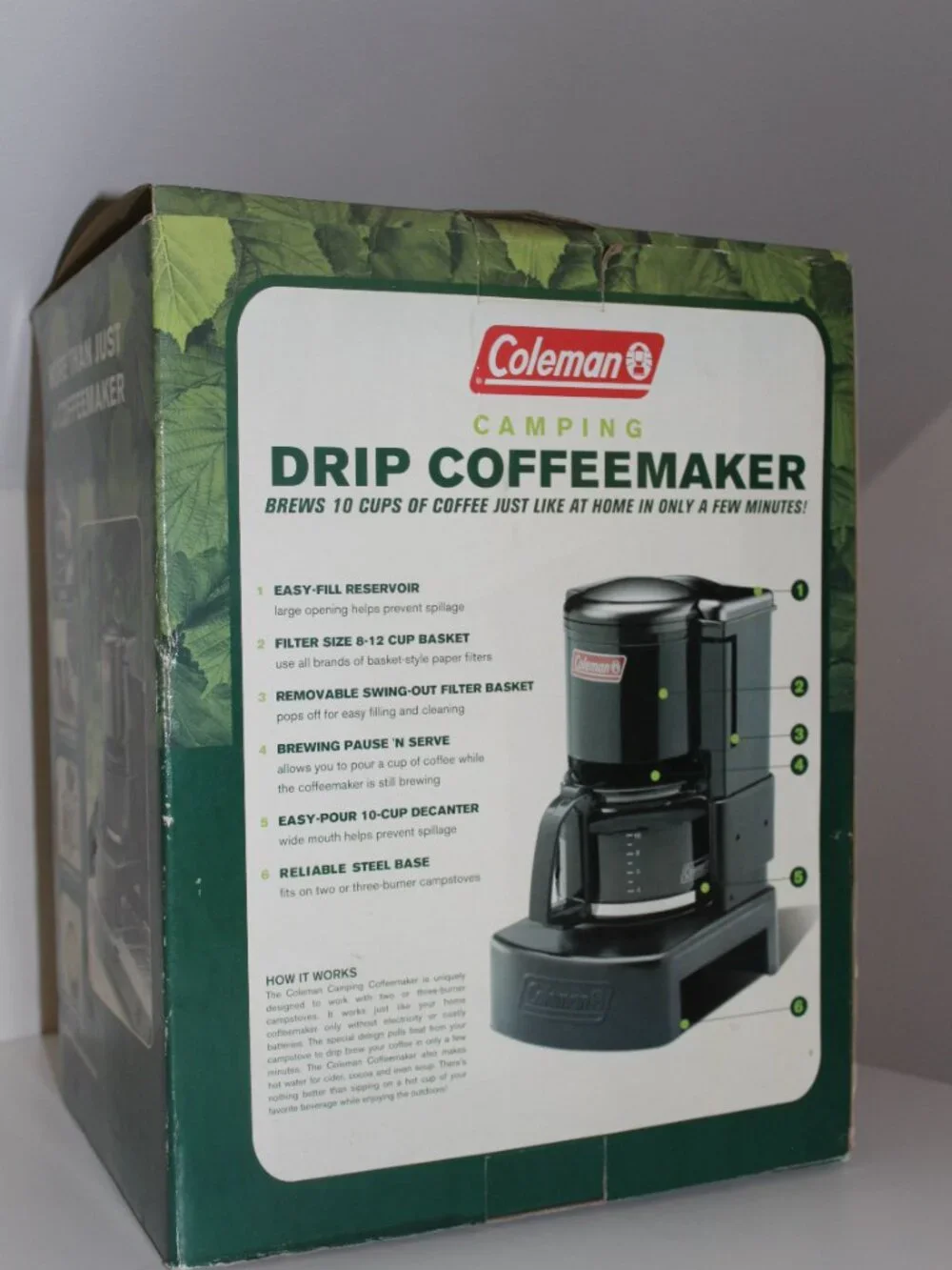 Coleman Camping 10 Cup Drip Coffee Maker Camp Stove Top Filter Basket Brand New